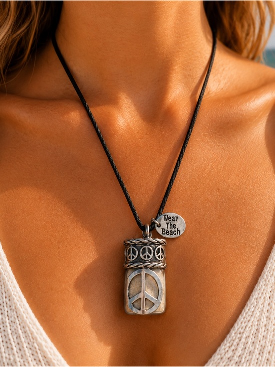 Wear the Beach Jewelry - Beachcore Hippie Revival Peace Sand Jar Necklace